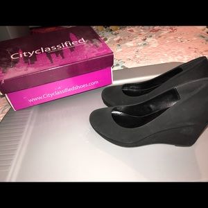 Suede black wedges cityclassified